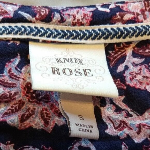 Knox Rose Thistle Floral Print Tunic Hi-Low Smocking Size S Boho - Picture 6 of 7